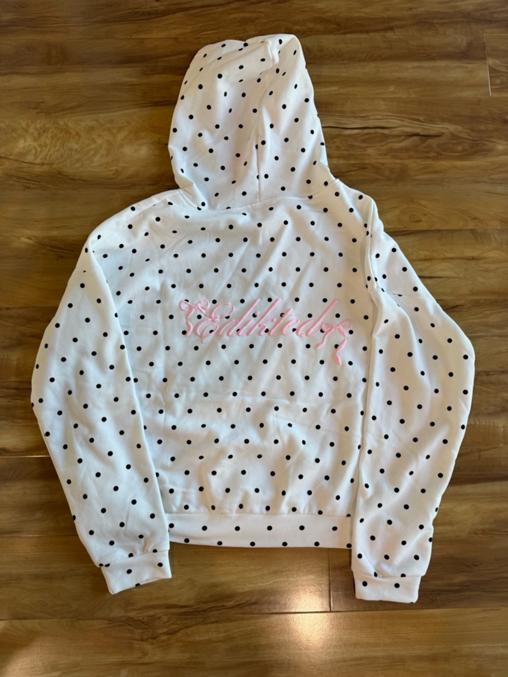 Edikted White Hooded Polka Dot Pullover NWT - Picture 3 of 3